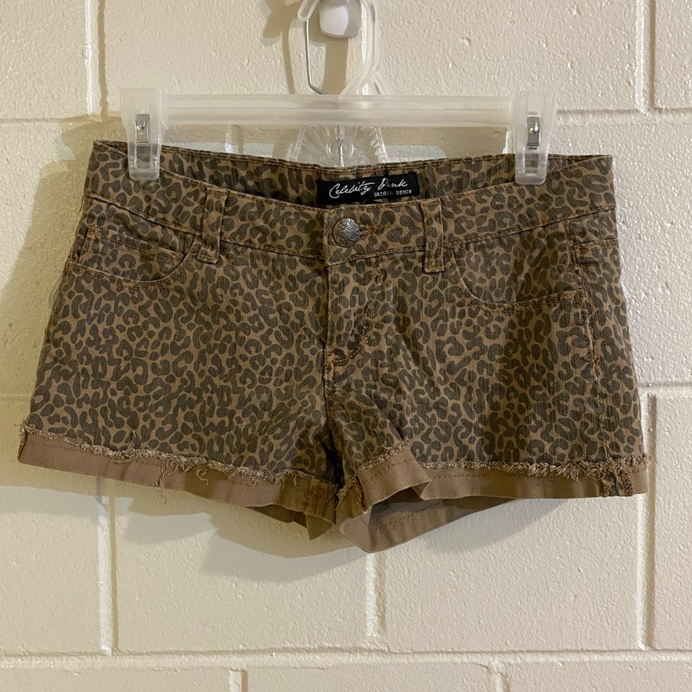 Celebrity Pink punk Y2K leopard print jean shorts